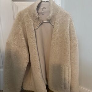 ALO Yoga Cream Teddy Sherpa Zip Jacket